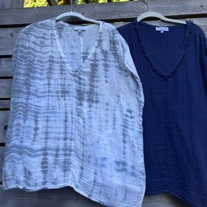 Michael Stars Blue Tie-Dye and Navy Blouses
